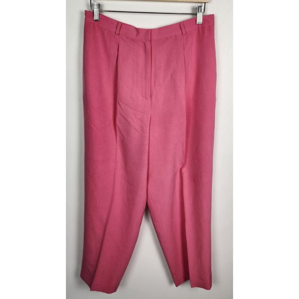Talbots Petites Women's Sz. 14 100% Silk Barbie Pink Pleated Front Pants